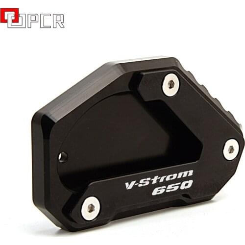 With logo V-Strom 650 Motorcycle Side Stand Enlarge Kickstand For Suzuki DL650 Vstrom650 2012 2013 2014 2015 2016 2017 2018 2019
