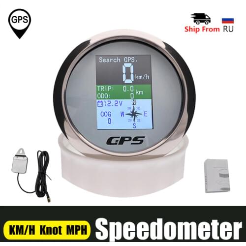 85mm Speedometer With GPS Antenna TFT Screen For Marine Boat Yacht Waterproof Odometer Adjustable Trip ODO COG Voltmeter 9-32V