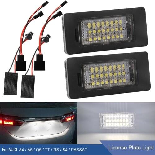 2Pcs LED 6000K License Plate Light Car Number Plate Lamp With Decoder For Audi A1 A5 A7 A6 C7 Q5 2009-2012 TTRS VW Passat