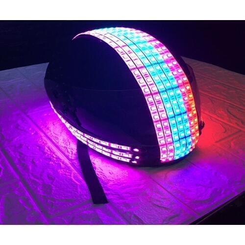 KS87 Ballroom dance led costumes colorful light DJ helmet luminous glowing headpiece party props robot men suit bar projector dj