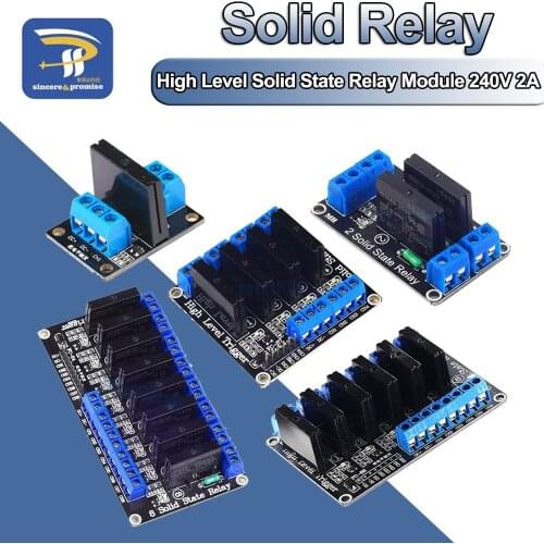 5V 1 2 4 channel SSR AVR G3MB-202P 8 way High Low Level Solid State Relay Module 240V 2A Output with Resistive Fuse for Arduino