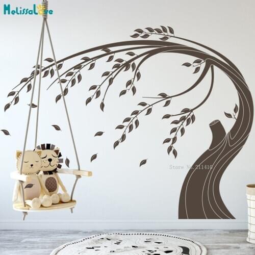 Wind Blown Tree Vinyl Wall Decal Home Decoration Warm Style Living Room Office Store Sticker Art Murals Gift YT5372