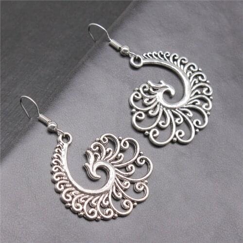 Vintage Antique Silver Color 31x32mm Phoenix Earring Connector Dangle Earrings For Women Party Gift Jewelry Handcrafts