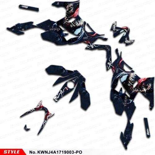 Aftermarket Motorcycle Graphics Personalised Stickers for Ninja 250 400 ABS 2017 2018 2019 2020 2021, Style No.KWNJ4A1719003-PO