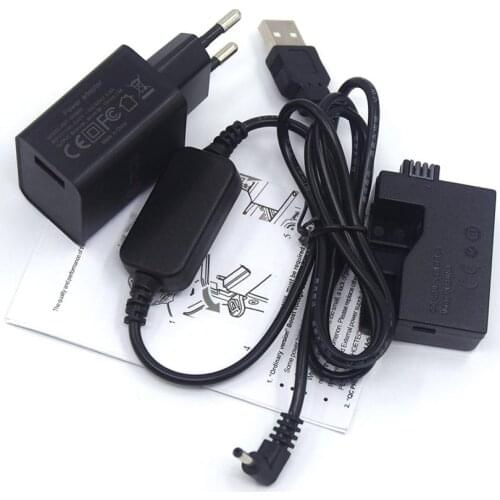 QC3.0 USB Charger + LC-E5E USB Cable + LP-E5 Dummy Battery DR-E5 DC Coupler+Quick Charger for Canon EOS 450D 500D 1000D XS XSi T