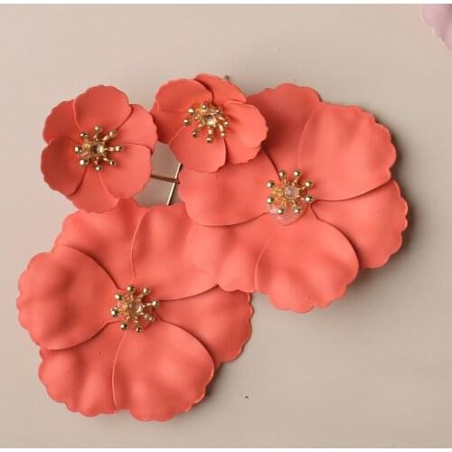 Korean Fashion Long Dangle Flower Earring for Women Temperament Metal Statement Drop Earring Wedding Brincos Bijoux Gift