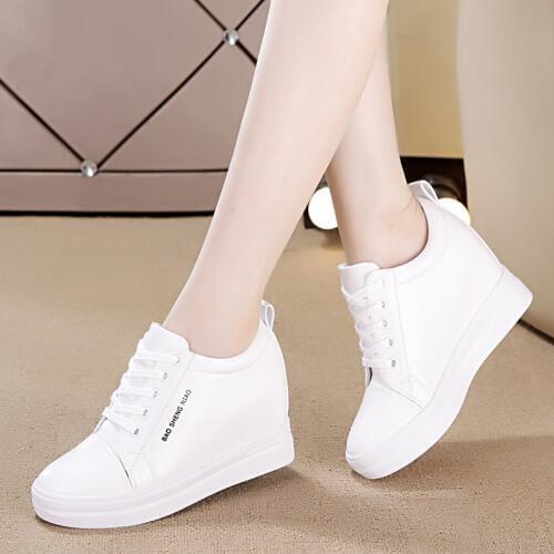 Women Shoes 2019 New Waterproof Wedges Woman Casual Shoes Platform Heels Female Leisure Black & White Women Sneakers A10-34