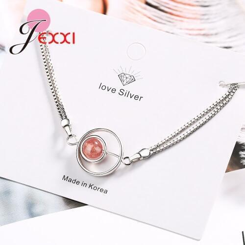New Style Bracelets Trendy Korea Style 925 Sterling Silver Strawberry CZ Stone Women Wedding Engagement Jewelry Decoration