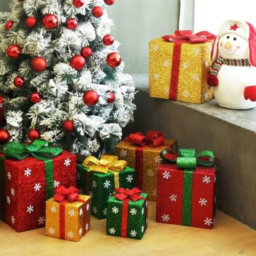 1Pc New 2021 Christmas gift box Waterproof 3D gift box Christmas scene decoration New year Holiday Tree Decor