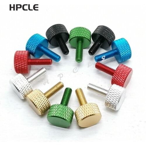 10pcs/lot M3 M4*6/8/10/12mm colourful aluminum knurled hand tighten thumb screw