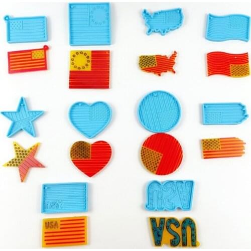 10 Style USA Flag Resin Molds American US Flag Keychain Pendant Mold Statue of Liberty Independence Silicone Resin Molds