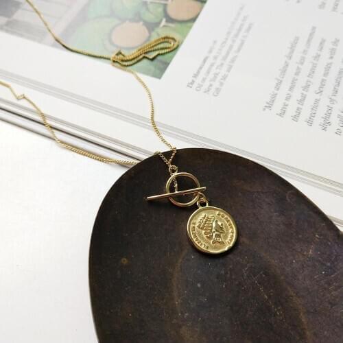 100% Authentic 925 Sterling silver figure coin pendant Sweater Long necklace gold fashion TLX927