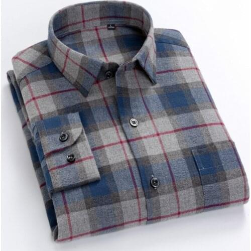 100% Pure Cotton 8XL 7XL Casual Slim Fit Shirt Men Longsleeve Shirt for Men Dad Loose Plaid Shirt Plus Size Button Up Shirt