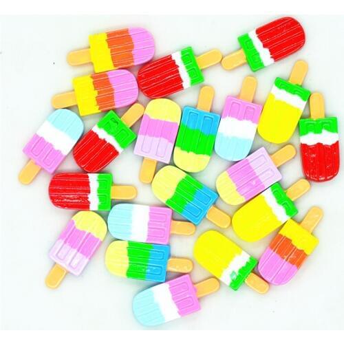 24PCS 27mmX11mm Mixed Colors Resin Flatback Popsicle|Summer Party Decoration Miniatures|Resin ice lolly cabochon|embellishments