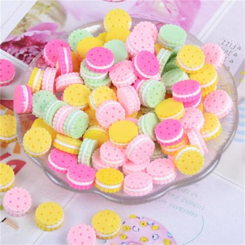 30pcs Imitation Food Resin Macaron Cookies Flatback Cabochon Mixed Slime Jewelry Accessory DIY Findings Scrapbook