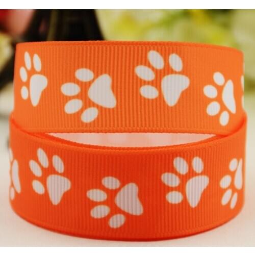 22mm 25mm 38mm 75mm Dog paw print Cartoon printed Grosgrain Ribbon party decoration 10 Yards X-02884