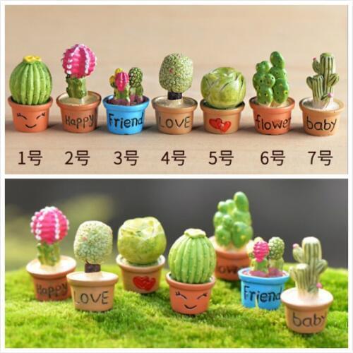 7pcs 1:12 MINI dollhouse miniature DIY cabin mini model simulation resin cactus plant Free Shipping
