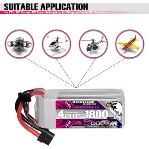 CODDAR 1800mAh 4S 140C 14.8V LiPo Battery Pack With XT60 Plug For BetaFPV Beta Racing Drone RC Quadcopter Helicopter Parts