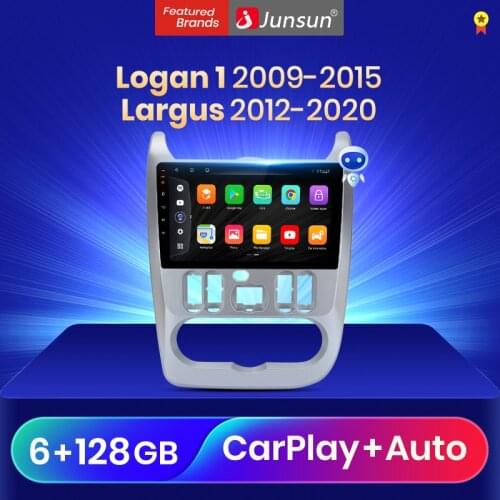 Junsun V3Pro Qualcomm Voice Control Android 10 Car Radio Multimedia Player For Renault Logan 1 largus 2010-2017 CarPlay Auto