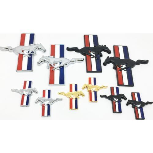 Car styling 2pcs 3D metal Running Horse Emblem Badge For Ford Mustang Shelby GT Rear Trunk Decor Sticker Car Accessories