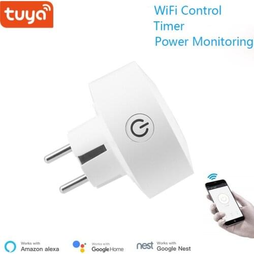 Tuya WiFi Mini Socket Wireless Plug Smart Home Automatic Switch With Timing Power Monitoring Support Google Home / Alexa Voice
