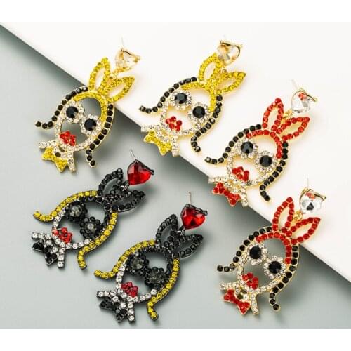 Bohemian Colorful Cartoon Girls Pendant Crystal Metal Gold-plated Earrings Korean Ladies Earrings Jewelry Accessories Wholesale