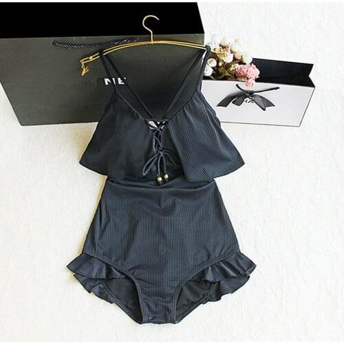 One piece swimwear summer beach monokini 2020 backless swimsuit Bathing Suit Swim Vintage Solid Bandage Monokini Ruffles Bikini