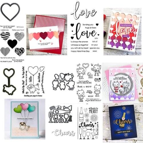 Valentines Day Love Hearts Prints Cheers To You 2020 New Cutting Dies and Stamps Set for DIY Scrapbooking Crafts Cards Making