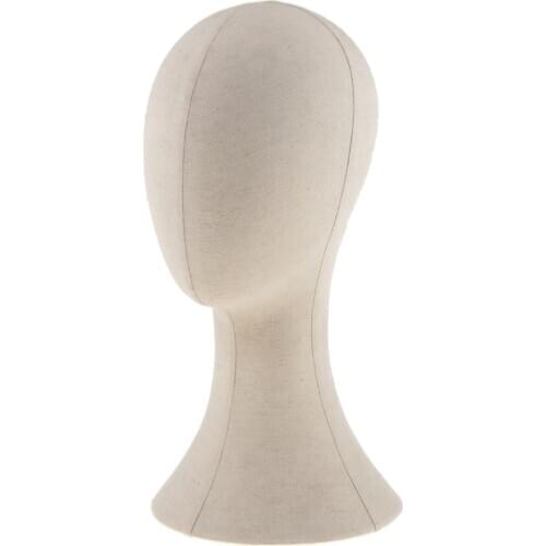 22' Canvas Block Mannequin Head Wig Hat Making Glasses Holder Head Hat Hair Display Styling Mannequin Beige