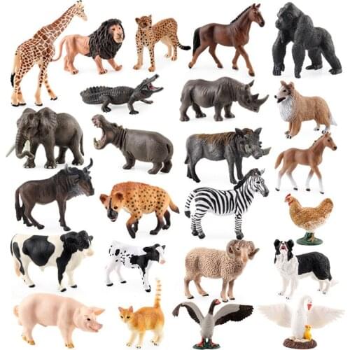 Childrens New Simulation Forest Animal Model Solid Lion Horse Hippo Hand-Made Toy Decoration Suit
