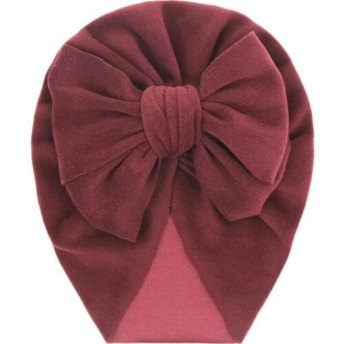 Baby Big Bowknot India Hat Headwrap Solid Color Beanie Cute Bow Cotton Elastic Turban Headband for Newborn Infant Girls Boys