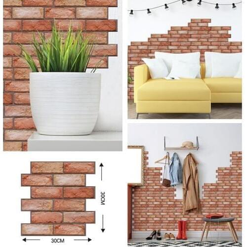 Home Decor 3D PVC Wood Grain Wall Stickers Paper Brick Wallpaper Self-adhesive Home Decor Kids Room Wallpaper Brick