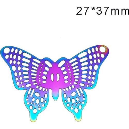 20pcs/lot Fashion Rainbow Gradient Stainless Steels Butterfly Double Side Thickness 0.3mm Charms Connector Jewelry Accessories