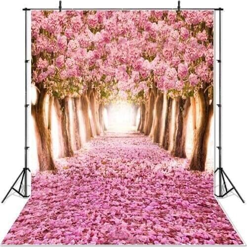NeoBack Vinyl Spring Easter Pink Floral New Born Children Flower Photo Background Printed Sakura Park View Photographic Backdrop