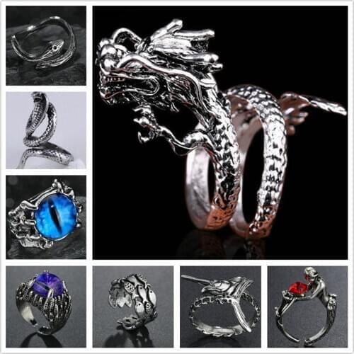 Newest Mens Ring Animal Snake Dragon Shape Opening Adjustable Fashion Men And Women Jewelry Gift Direct Sales