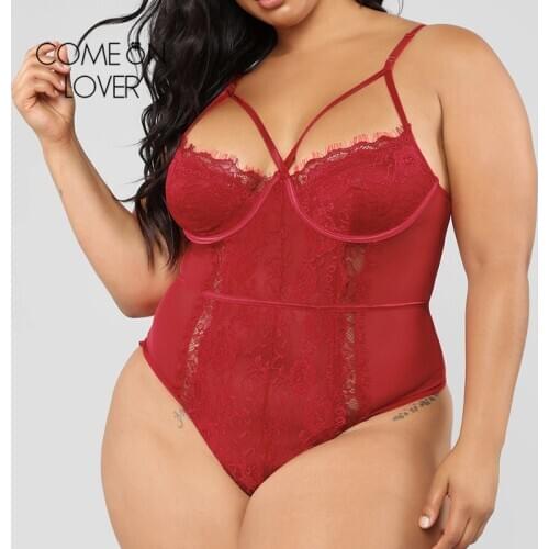 Comeonlover 5XL Body Suits for Women Floral Sexy Lace Bodysuit Thong Ladies Fashion Conbinaison Femme Sexy Bodie RE808751