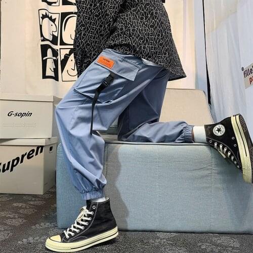 INXYZ Men Fashion 2021 Overalls Casual Trousers Solid Color Big Pockets The Latest Trend Spring Autumn Can Be Worn Unisex