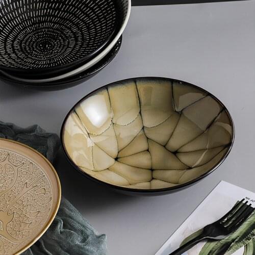 Creative ceramic dish dish home deep dish wholesale Japanese hand-painted ramen bowl salad straw hat bowl hotel tableware
