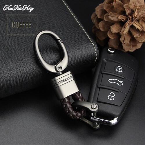 KUKAKEY Hand Woven Car Keychain Keyring For Mitsubishi Mustang Nissan Opel Peugeot Porsche Car Styling Key Ring Chain Holder