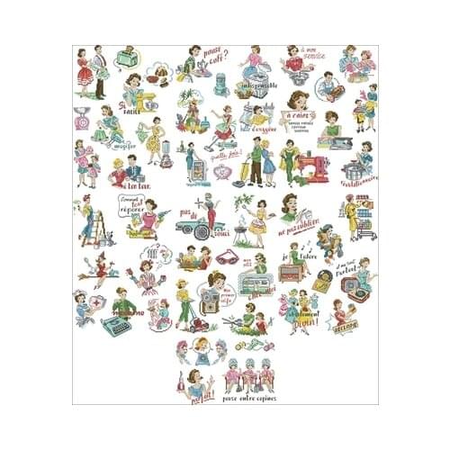 -LBP-Housewife Needlework,For Embroidery,DIY 14CT Unprinted Arts Cross stitch kits Set Cross-Stitching Home Decor