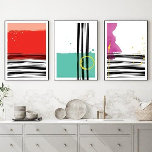 Minimalist Abstract Orange Green Coast Wall Art Canvas Painting Nordic Posters and Prints Wall Pictures for Living Home Decor