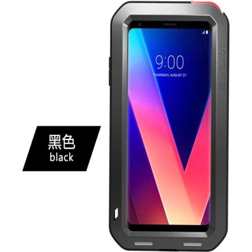 LOVE MEI Powerful Cases For LG V30 LGV30 6.0'' Cover Heavy Duty Shockproof Case Quality TPU & Hard Metal Cover & Toughened Glass