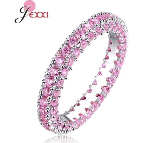 New Statement Geometric 925 Sterling Silver Rings Girls Inlaid Cubic Zircon Women Engagement Wedding Fashion Jewelry Lovers Gift