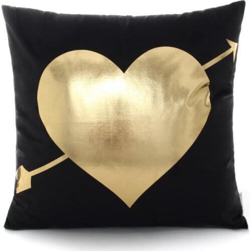 Original Bronzing Gold Home Throw Pillow Cover Case Love Letter Pattern Rock Punk Neoclassical Style Black Cushion Cover