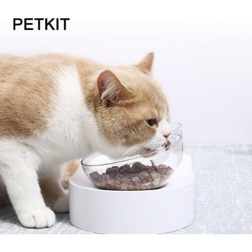 PETKIT 15Degree Adjustable Pet Cat Bowl Stand Anti-slip Cat Dish Tilted Slows Feeder for Cats Single or Double bowls and feeders