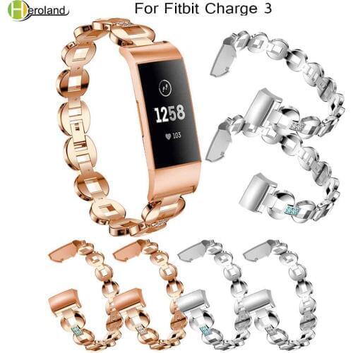 Crystal Metal Watch strap Luxury alloy steel For Fitbit Charge 3 Wristbands Replacement Smart Watch Band Bracelet with diamond