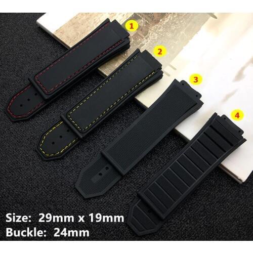 Quality Brand 29x19mm Silicone Rubber Watchband Watch Band For Hublot Strap Series For King Power Logo Butterfly Buckle 24mm