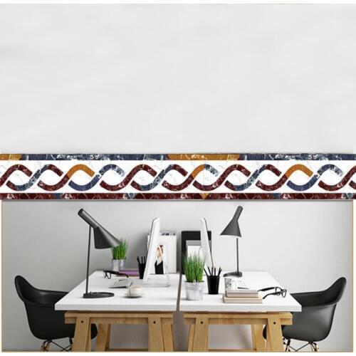 Mosaic Pattern Flower PVC Self-adhesive Wallpaper Waist Line Wall Sticker Kitchen Bathroom Waterproof Baseboard Decor Wall Paper