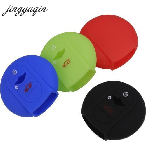 Jingyuqin Silicone Car Key Cover Holder Bag for BMW Mini Cooper F56 F55 F54 Reduce Damage Key Case 2 Buttons