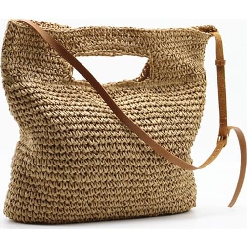 Retro Straw Bag Oversized Rattan Bag Handmade Summer Bag Woven Beach Ladies Circle Shoulder Bag Bohemian Girl Travel Handbag